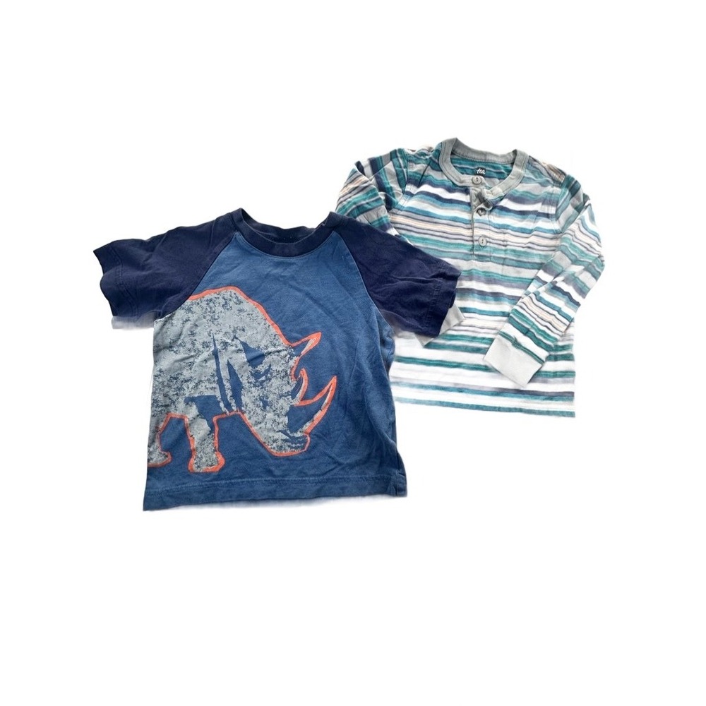 Tea Collection Hanna Andersson Kids Size 4 90 Rhino Tee Striped Henley Set 2pc